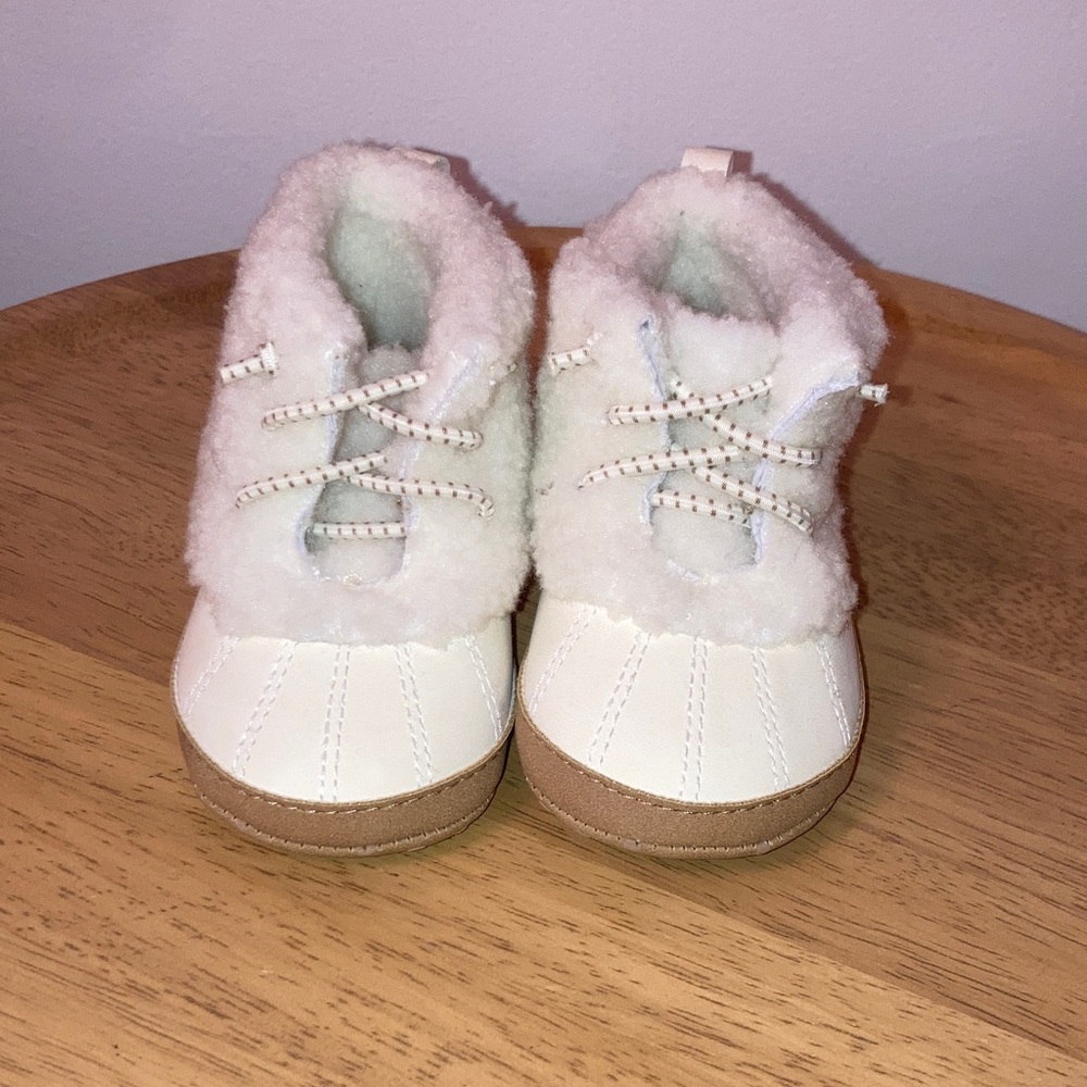 #190. Carter's White and Tan Baby Walker Boots
